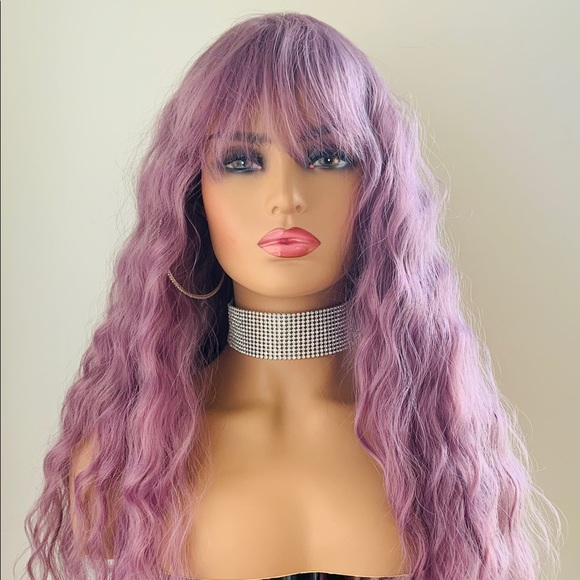 Other - Very Pretty 30” Plum Purple Synthetic Wig with Bangs